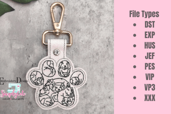 Dog Paw ITH Snap Tab Keychain
