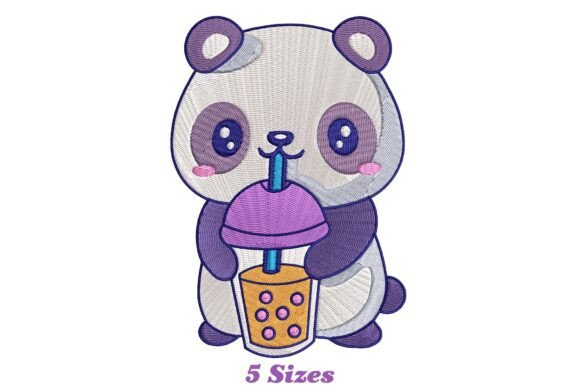 Funny Panda Drinking Boba Tea Embroidery Design Review