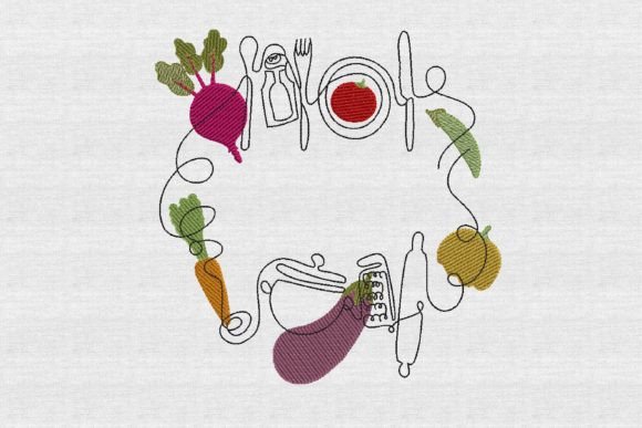 Kitchen Sketch with Vegatables Line Art Review