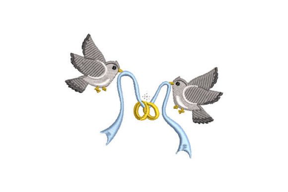 Love Doves Carrying Wedding Rings Embroidery Review
